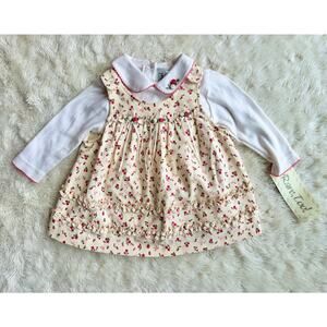 90s Y2K Baby Girl 12 Months Corduroy Jumper Set